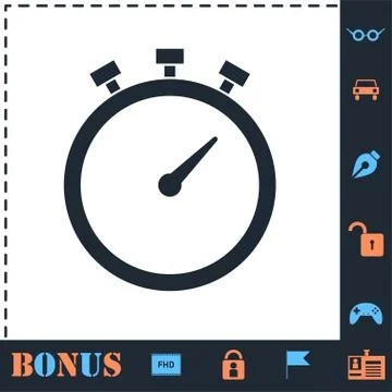 Stopwatch icon flat Stock Illustration