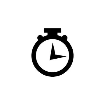 Stopwatch Icon In Flat Style Vector For Apps, UI, Websites. Black Icon Vector Illustrazione stock