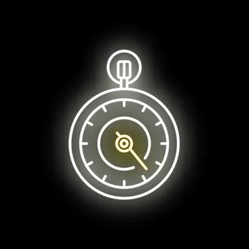 Stopwatch icon glowing on dark background concept 스톡 일러스트