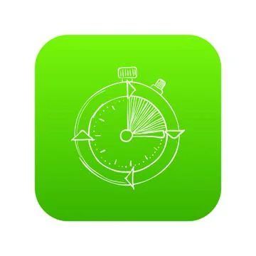 Stopwatch icon green vector Illustrazione stock