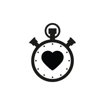 Stopwatch icon with heart icon - vector sign Stock Illustration