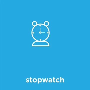 Stopwatch icon isolated on blue background Stock Illustration