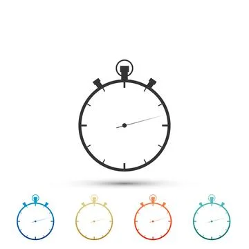 Stopwatch icon isolated on white background. Time timer sign. Set elements in Illustrazione stock