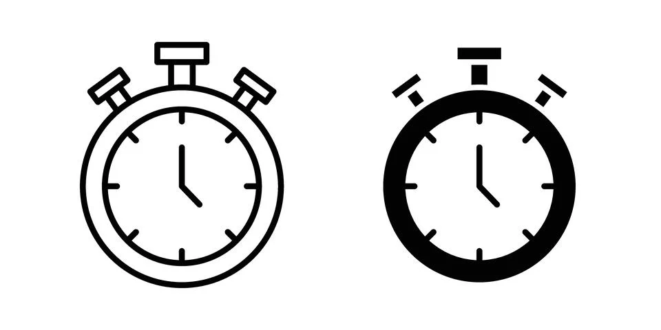 Stopwatch icon linear versions pack on white background Stock Illustration
