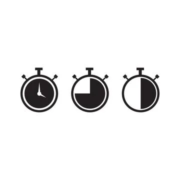 Stopwatch icon, logo. Chronometer, timer sign. Stopwatch icon isolated on w.. Stock Illustration