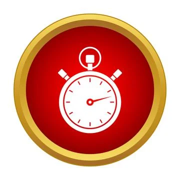 Stopwatch icon measuring speed and time in red circle Stock Illustration