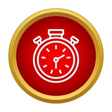 Stopwatch icon measuring time inside red circle Stock Illustration