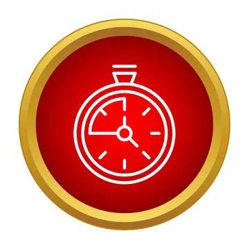 Stopwatch icon measuring time in red circle frame Stock Illustration