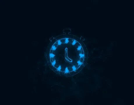 Stopwatch icon with plexus effect. Connected lines with dots. Illustration Illustrazione stock