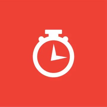 Stopwatch Icon On Red Background. Red Flat Style Vector Illustration 스톡 일러스트