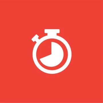 Stopwatch Icon On Red Background. Red Flat Style Vector Illustration Stock Illustration