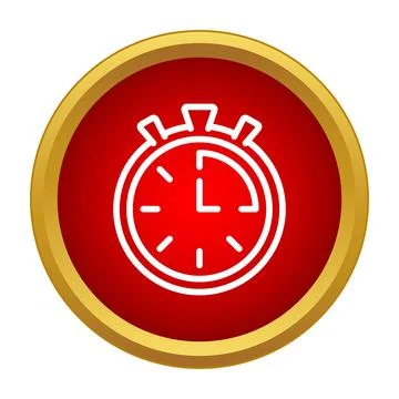 Stopwatch icon on red circle showing time measurement Stock Illustration