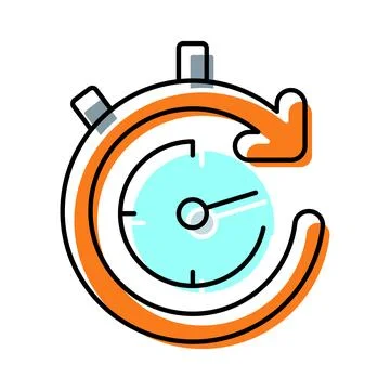 Stopwatch icon with rotating arrow showing quick timing Stock Illustration