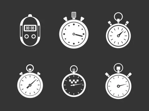 Stopwatch icon set grey vector Stock Illustration