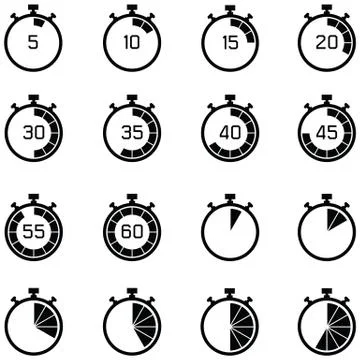 Stopwatch icon set Stock Illustration