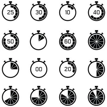 Stopwatch icon set Illustrazione stock