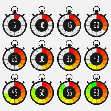 Stopwatch icon set Stock Illustration