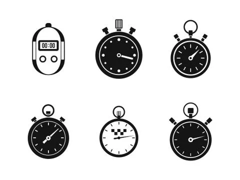 Stopwatch icon set, simple style Stock Illustration