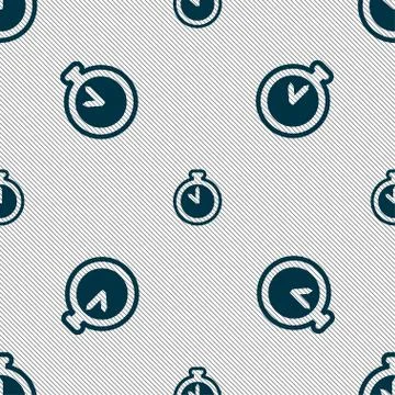 The stopwatch icon sign. Seamless pattern with geometric texture. Vector Stockillustratie