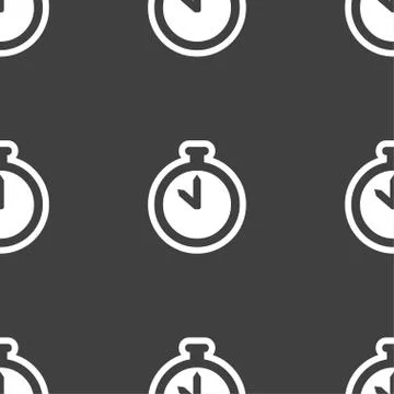 The stopwatch icon sign. Seamless pattern on a gray background. イラスト素材