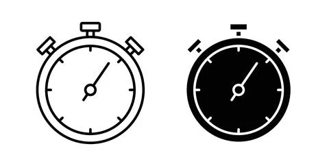 Stopwatch icon symbol. Vector illustration pack in black color. Stockillustratie