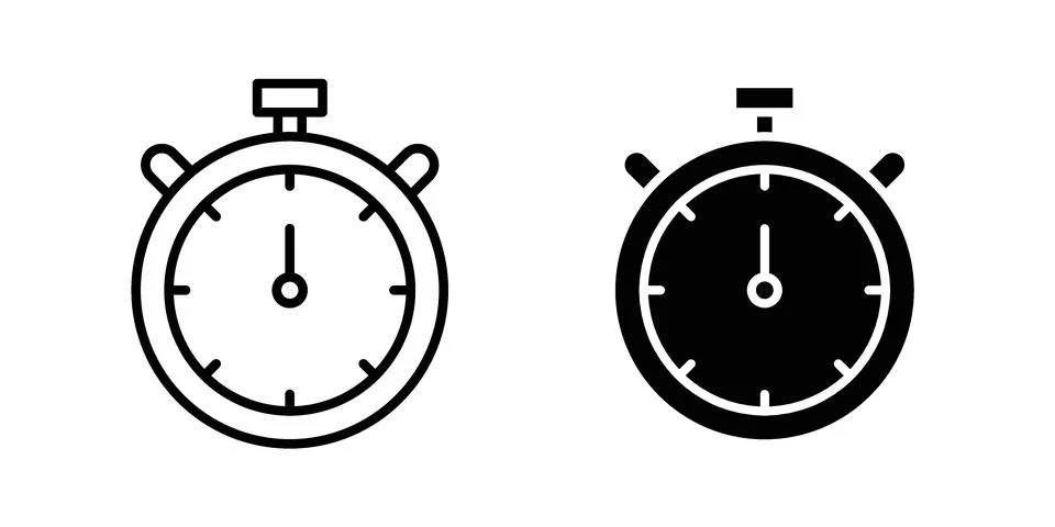 Stopwatch icon vector concepts, line and silhouette style Stock Illustration