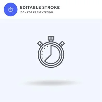 Stopwatch icon vector, filled flat sign, solid pictogram isolated on white, logo Stock Illustration