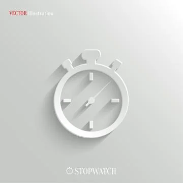 Stopwatch icon - vector white app button 스톡 일러스트