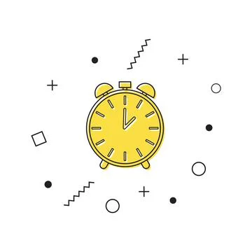Stopwatch icon. Yellow timer icon with geometric shapes on white background Stock Illustration