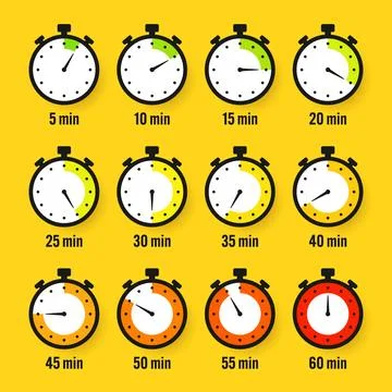 Stopwatch icons. Colorful simple chronometer, time counter with dial. Countdown 스톡 일러스트
