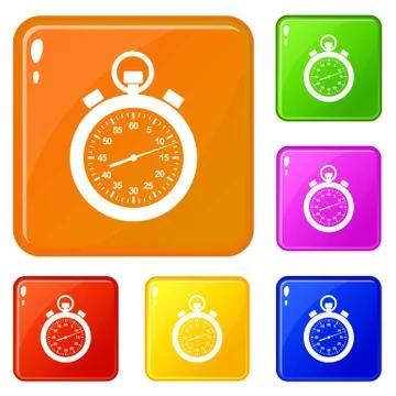Stopwatch icons set vector color Illustrazione stock