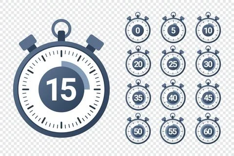 Stopwatch icons. Timer icons set. Speed ??measurements. Countdown from 0 to.. Stock Illustration