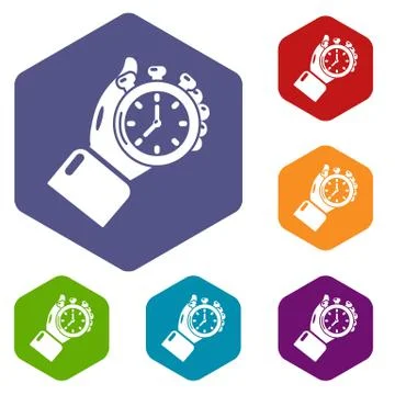 Stopwatch icons vector hexahedron Illustrazione stock