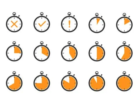 Stopwatch icons vector set Stock Illustration