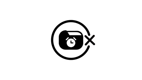 Stopwatch inside folder symbol with circular cross out mark animated icon Stock Footage 346497157