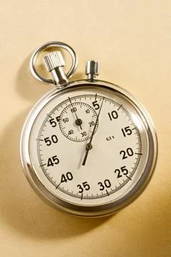 Stopwatch isolated on yellow 스톡 사진