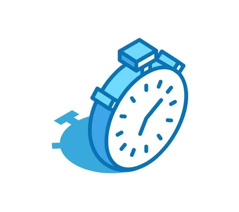 Stopwatch isometric icon. Timer, clock 3D line symbol. Stock Illustration