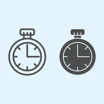 Stopwatch line and solid icon. Timer, watch, chronometer for measuring time イラスト素材