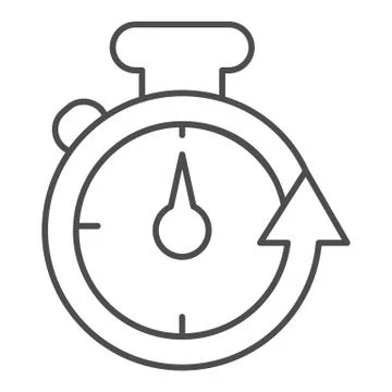 Stopwatch line and solid icon. Speedometer with arrow around timer symbol Stock Illustration