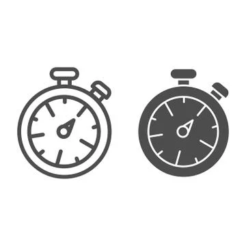 Stopwatch line and solid icon. Timer illustration isolated on white. Sport watch イラスト素材