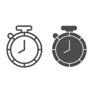 Stopwatch line and solid icon, logistic and delivery symbol, fast delivery Stock Illustration