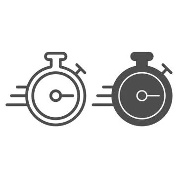 Stopwatch line and solid icon, fast delivery concept, timer sign on white Stock Illustration