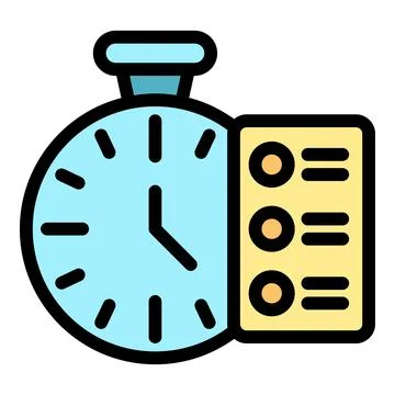 Stopwatch managing time and tasks with check list efficiency icon Stock Illustration
