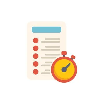 Stopwatch managing time efficiently with check list on paper document Stock Illustration