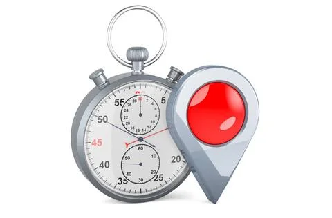 Stopwatch with map pointer, 3D rendering Stopwatch with map pointer, 3D re... Stock Photos