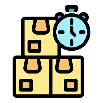 Stopwatch measuring time efficiency of parcel delivery service Illustrazione stock