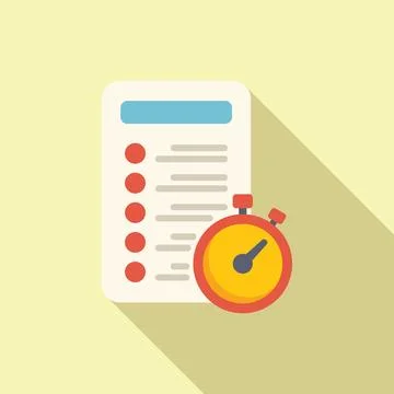 Stopwatch measuring time running out on checklist with long shadow Stock Illustration