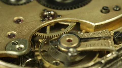 Stopwatch Mechanism Cog Macro Clock Ticking Clockworks Concept Time Pass History Stock Footage 35870509