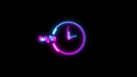 Stopwatch moving neon clock icon animation on green screen. Stock Footage 293140499