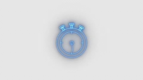 Stopwatch neon clock icon animation on alpha channel background, Analog clo.. Stock Footage 307766855